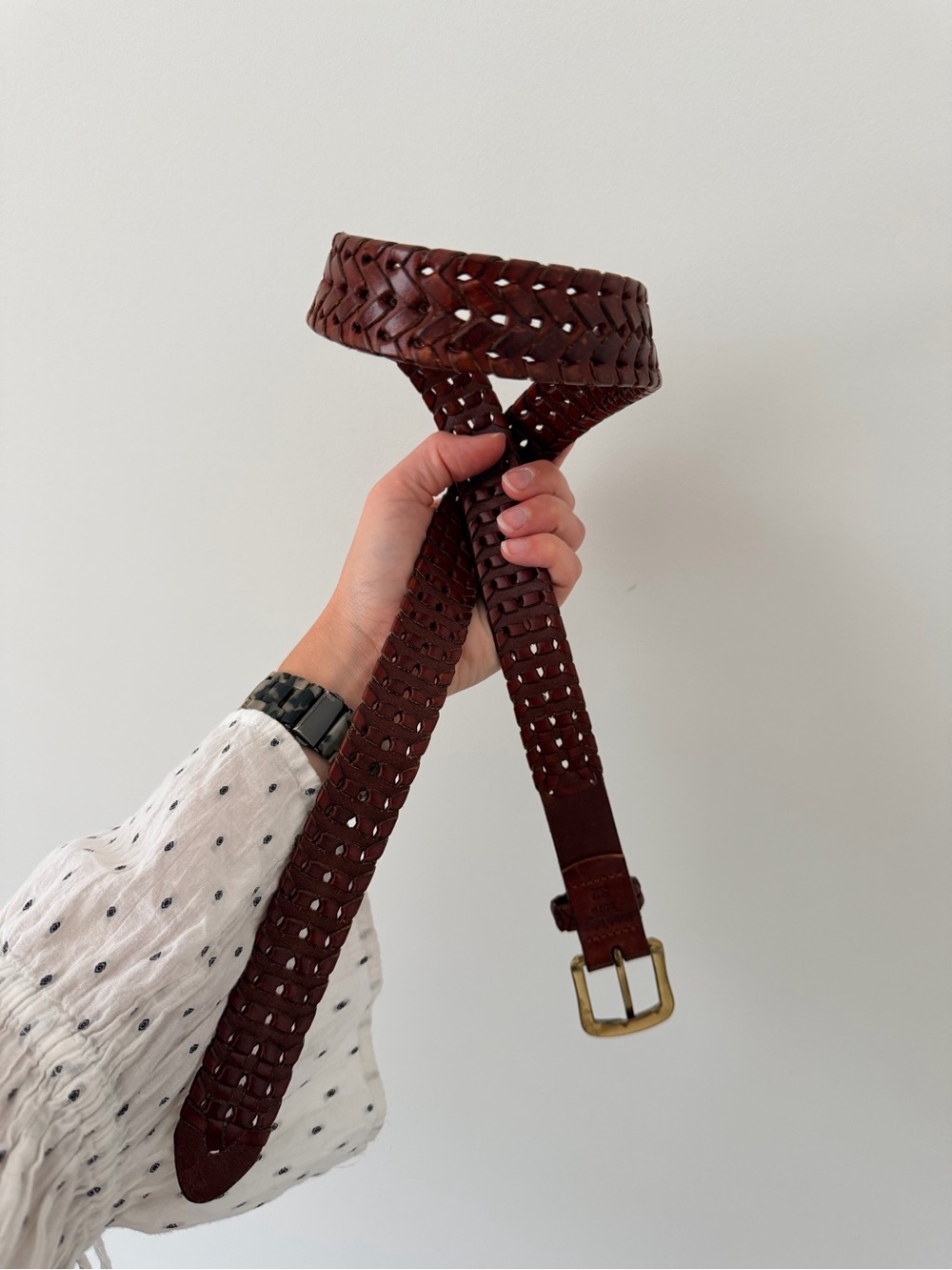 Vintage Woven Brown Leather Belt - Picture 4 of 6